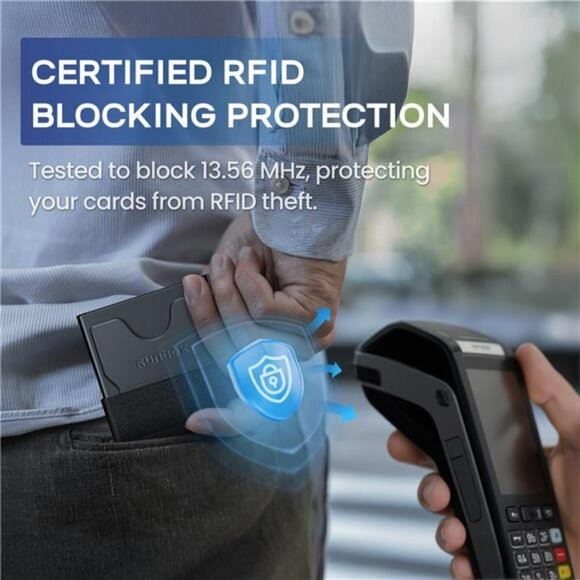 Mens Slim RFID Wallet Pop Up Card Holder Metal Minimalist Wallet Holds 12 - Picture 7 of 8